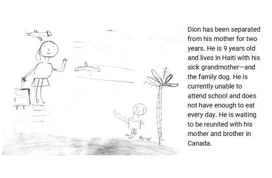 Dion and his dog are separated from his mom in Canada